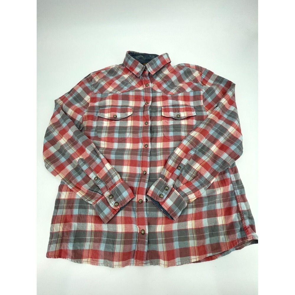 Jachs Girlfriend BEA Western Shirt Womens‎ XL Red Plaid 100% Cotton Long Sleeve